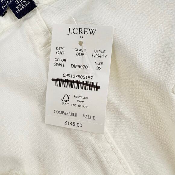 J Crew Factory Women's Slim Wide Leg Sailor Jean Size 32 White Stretch - Picture 8 of 16